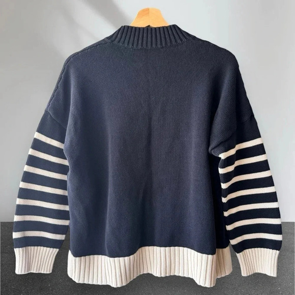 NEW WEEKEND MAX MARA Moresca Crewneck Sweater Navy White Striped Size S - Picture 9 of 16